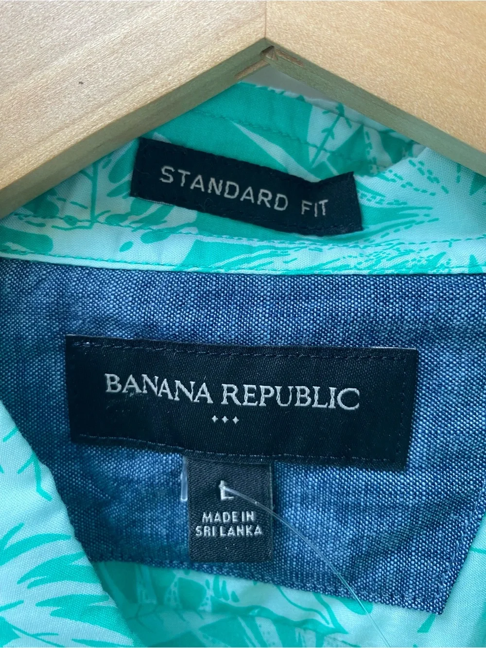 Banana Republic Teal and White Tropical Print Button-Down Shirt